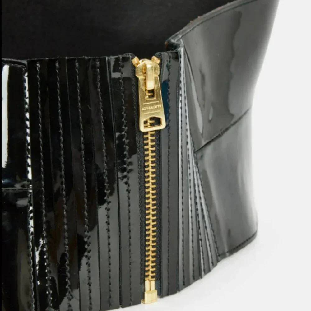 All Saints Oakley Patent Leather Corset Belt, L, NWT's - Picture 5 of 6
